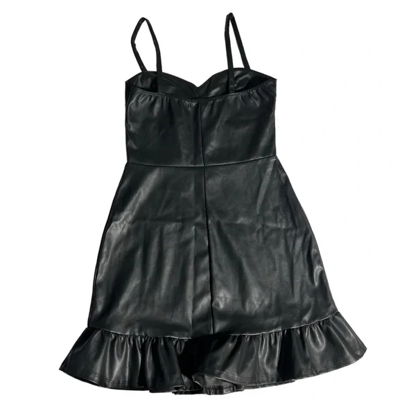 Popular Basics - Womens Pleather Ruffle Mini Dress Sz. SM - Picture 4 of 7